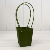 Пакет подарочный "Ваза для цветов" 15,5*13*9,5 230г Оливково-зелёный 1/10 1/150 Арт: 000170G/371