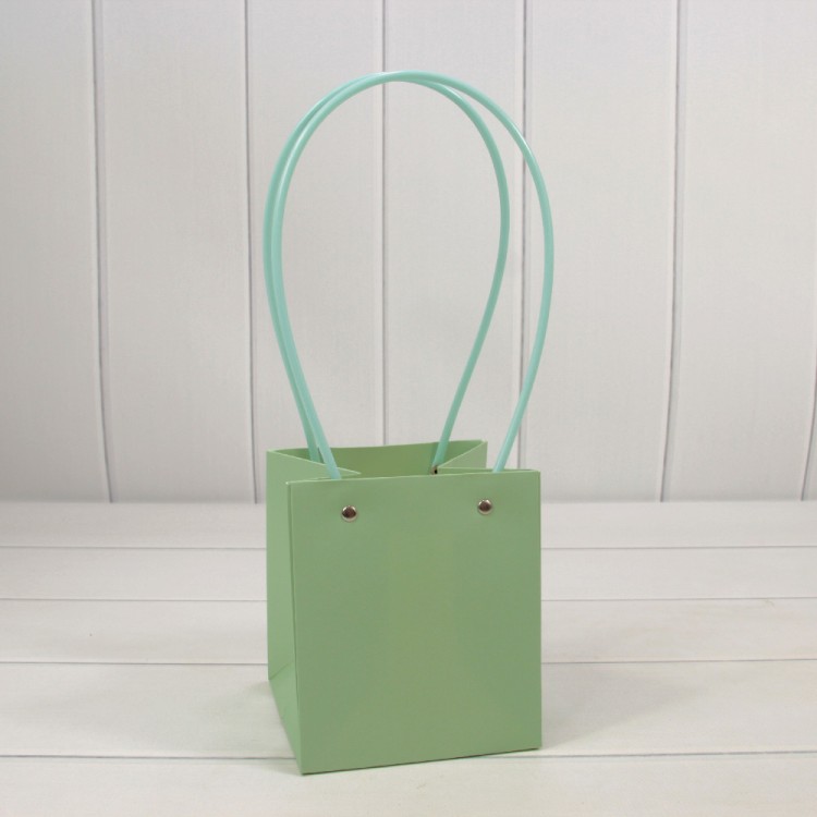 Пакет подарочный "Ваза для цветов" 15*13*13 230г Бледно-зелёный 1/10 1/120 Арт: 000170P/559