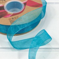 Лента Органза 2,5см*100ярд Лазурно-синий 1/8 1/32 Арт: 559-25/bk15