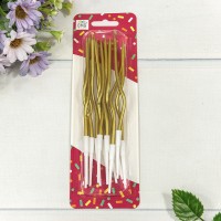 Свечи для торта набор (12 шт.) 13см "Спираль" Золотой 1/12 1/240 Арт: 20010-27/12