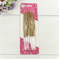 Свечи для торта набор (12 шт.) 13см "Спираль" Золотой 1/12 1/240 Арт: 20010-27/12