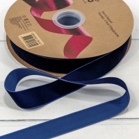 Лента Бархат 2,5см*25ярд Синий 1/13 1/52 Арт: 592-25/47