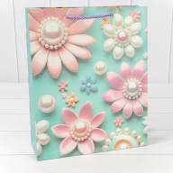 Пакет подарочный с блёстками "Цветы" (микс 262) 26*32*10 210г 1/20 1/240 Арт: 000262C - Пакет подарочный с блёстками "Цветы" (микс 262) 26*32*10 210г 1/20 1/240 Арт: 000262C