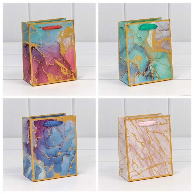 Пакет подарочный "Мрамор" (микс) 12*15*6,7 210г 1/20 1/480 Арт: 000397H