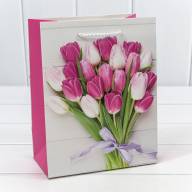 Пакет подарочный с блёстками "Тюльпаны" (микс 312) 18*23*10 210г 1/20 1/360 Арт: 000312E - Пакет подарочный с блёстками "Тюльпаны" (микс 312) 18*23*10 210г 1/20 1/360 Арт: 000312E