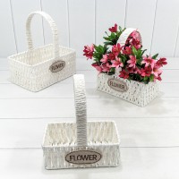 Корзины плетёные Прямоугольные Набор 1/3 25*16*12 (±5%) из бумаги с ручкой Белый 1/24 Арт: 420185/9