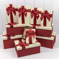 Коробки Прямоугольные Набор 1/10 34*26*15,3 "Бант" Бордовый/Бежевый 1/4 Арт: 721604/0022 - Коробки Прямоугольные Набор 1/10 34*26*15,3 "Бант" Бордовый/Бежевый 1/4 Арт: 721604/0022