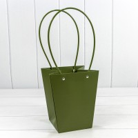 Пакет подарочный "Ваза для цветов" 20*17*12 230г Оливково-зелёный 1/10 1/120 Арт: 000170E/371