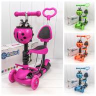 Самокат детский 3-х колёсный со светящимися колесами, сиденьем и ручкой (ассортимент) 1/6 Арт: 000200-100 - Самокат детский 3-х колёсный со светящимися колесами, сиденьем и ручкой (ассортимент) 1/6 Арт: 000200-100