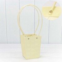 Пакет подарочный "Ваза для цветов" 15,5*13*9,5 "Квадраты" Бежевый 1/10 1/150 Арт: 000174G/29