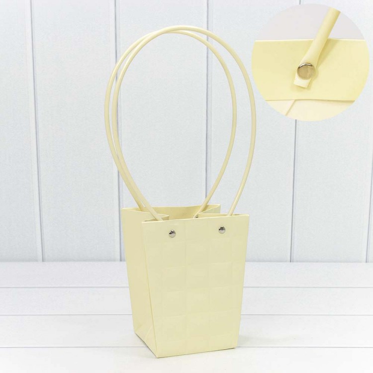 Пакет подарочный "Ваза для цветов" 15,5*13*9,5 "Квадраты" Бежевый 1/10 1/150 Арт: 000174G/29