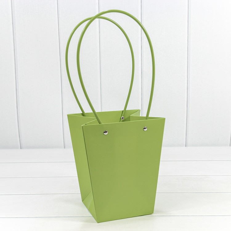 Пакет подарочный "Ваза для цветов" 20*17*12 230г Салатовый 1/10 1/120 Арт: 000170E/2303