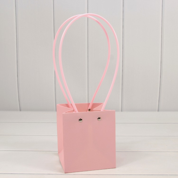 Пакет подарочный "Ваза для цветов" 13*11,5*11,5 230г Розовый 1/10 1/150 Арт: 000170F/196