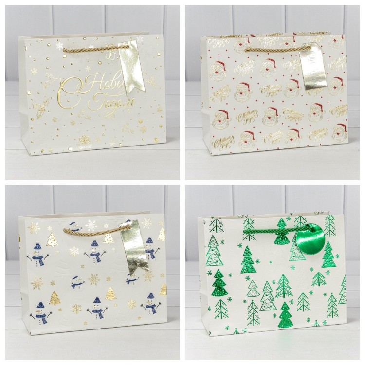 Пакет подарочный &quot;Новый год&quot; (микс 402) 23*18*10 210г 1/20 1/360 Арт: 300402EA