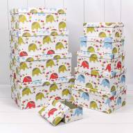 Коробки Прямоугольные Набор 1/10 34*26*15,3 "Слоники на белом фоне" 1/6 Арт: 721604/1273 - Коробки Прямоугольные Набор 1/10 34*26*15,3 "Слоники на белом фоне" 1/6 Арт: 721604/1273