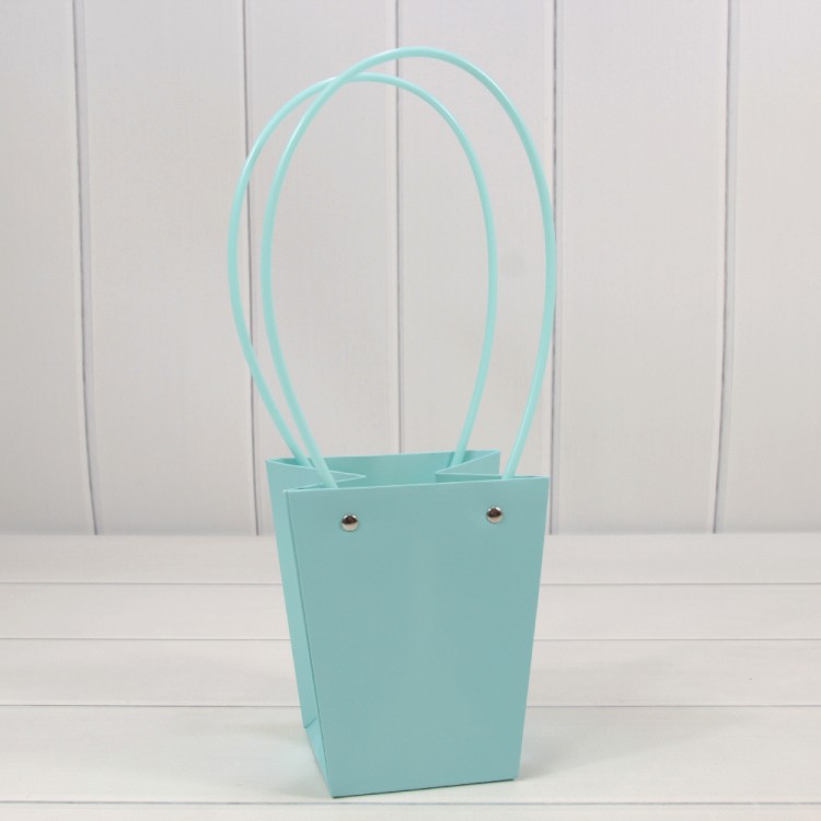 Пакет подарочный "Ваза для цветов" 15,5*13*9,5 230г Голубой 1/10 1/150 Арт: 000170G/635