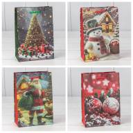 Пакет подарочный &quot;Новый год&quot; (микс 435) 14*20*8 128г 1/20 1/600 Арт: 300435G - Пакет подарочный "Новый год" (микс 435) 14*20*8 128г 1/20 1/600 Арт: 300435G