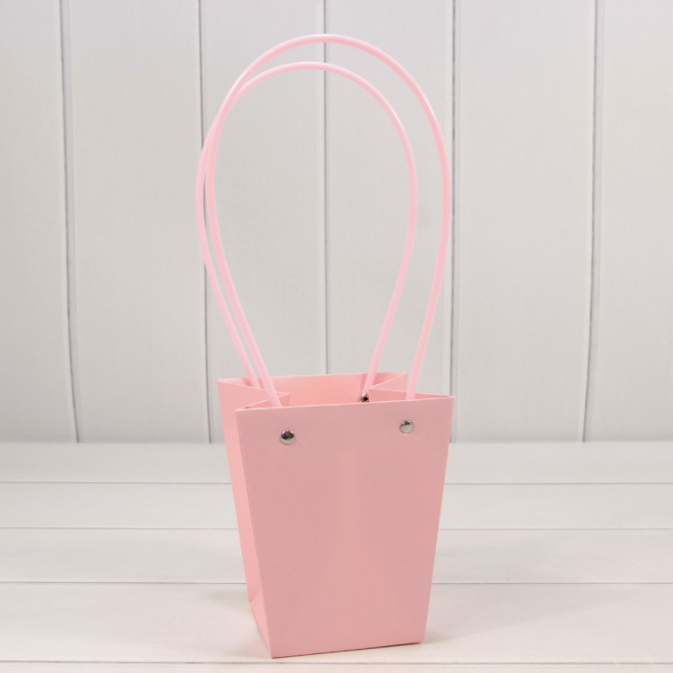 Пакет подарочный "Ваза для цветов" 15,5*13*9,5 230г Розовый 1/10 1/150 Арт: 000170G/196