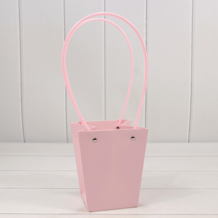 Пакет подарочный "Ваза для цветов" 15,5*13*9,5 230г Бледно-розовый 1/10 1/150 Арт: 000170G/670