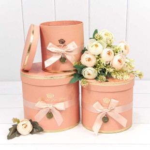 Коробки Цилиндр Набор 1/3 18*17 "Flowers for You" Пудровый 1/12 Арт: 720112/173