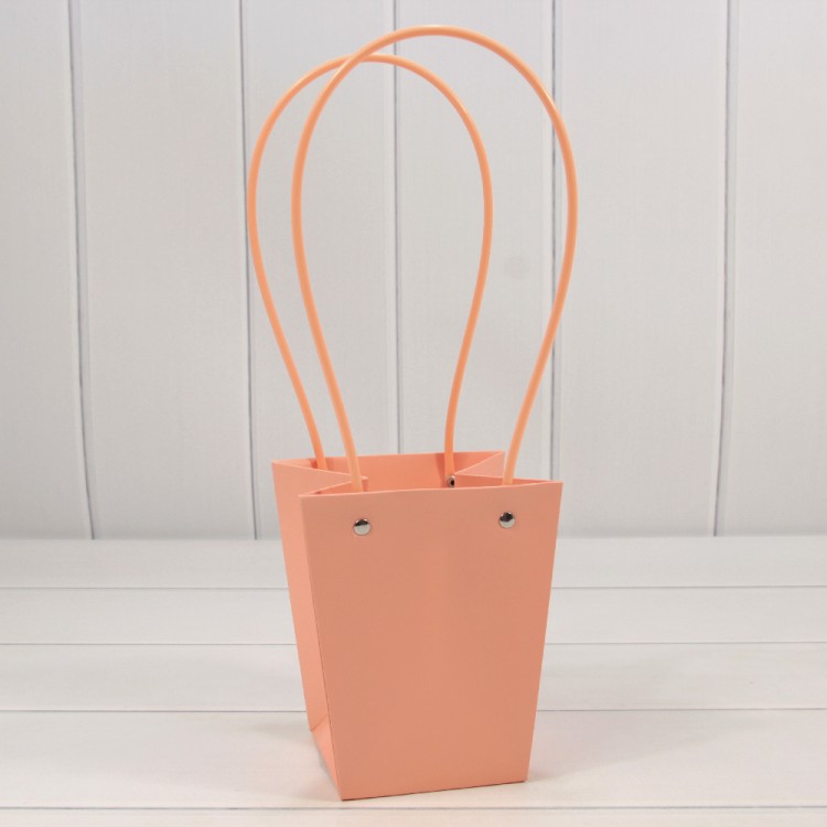 Пакет подарочный "Ваза для цветов" 15,5*13*9,5 230г Бежево-красный 1/10 1/150 Арт: 000170G/4033