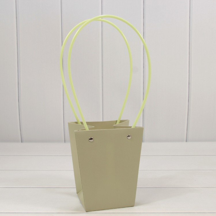 Пакет подарочный "Ваза для цветов" 15,5*13*9,5 230г Бледно-оливковый 1/10 1/150 Арт: 000170G/6200