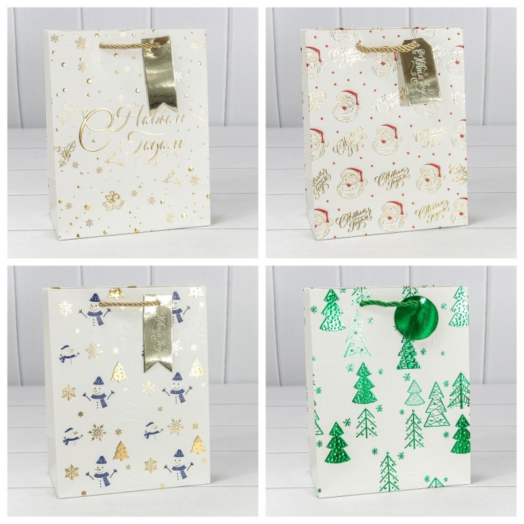 Пакет подарочный &quot;Новый год&quot; (микс 402) 18*23*10 210г 1/20 1/360 Арт: 300402E