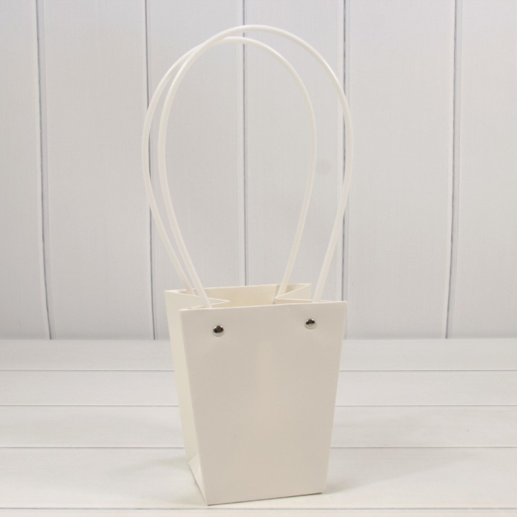 Пакет подарочный "Ваза для цветов" 15,5*13*9,5 210г Белый 1/10 1/150 Арт: 000170G/7