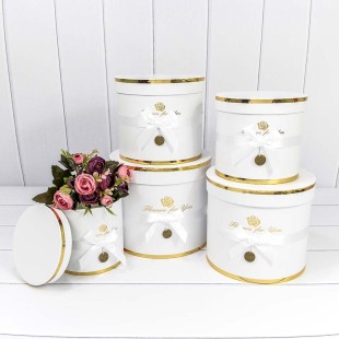 Коробки Цилиндр Набор 1/5 22,5*19,5 "Flowers for you" Белый 1/8 Арт: 7215009/04170