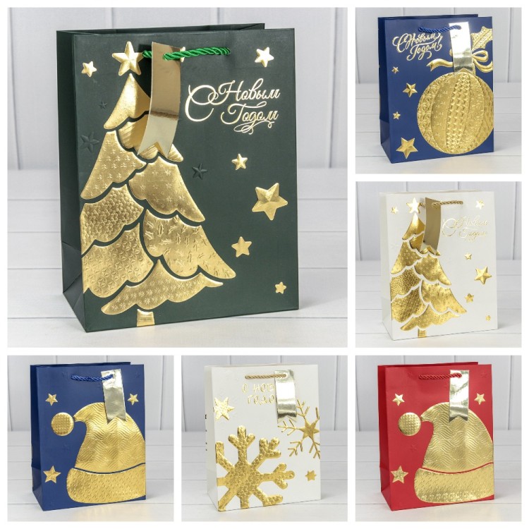 Пакет подарочный &quot;Новый год&quot; (микс 403) 18*23*10 210г 1/20 1/360 Арт: 300403E