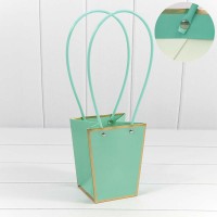 Пакет подарочный "Ваза для цветов" 15,5*13*9,5 с золотой рамкой Тиффани 1/10 1/150 Арт: 000172G/3375