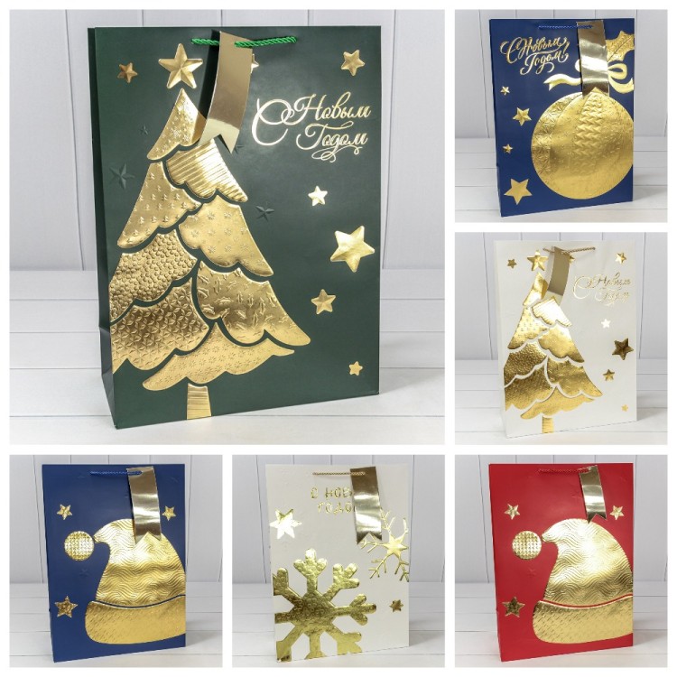 Пакет подарочный &quot;Новый год&quot; (микс 403) 33*45*15 210г 1/20 1/80 Арт: 300403A