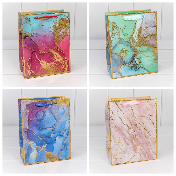 Пакет подарочный "Мрамор" (микс) 18*23*10 210г 1/20 1/360 Арт: 000397E