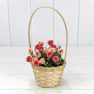 Корзина плетёная Круглая 13*9,5/28 с ручкой "Береста" Натуральный 1/120 Арт: 420200/3