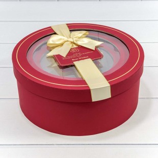 Коробки Круглые Набор 1/3 28*11,5 с окошком и бантом Красный 1/12 Арт: 721302/2