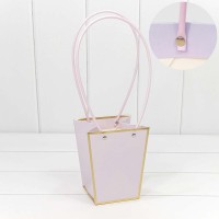 Пакет подарочный "Ваза для цветов" 15,5*13*9,5 с золотой рамкой Бледно-сиреневый 1/10 1/150 Арт: 000172G/2085