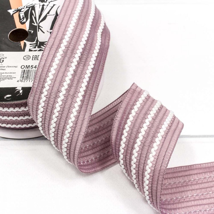 Лента Полиэстер с зигзагом 3,8см*18ярд Сиреневый 1/5 1/120 Арт: 546-38/34