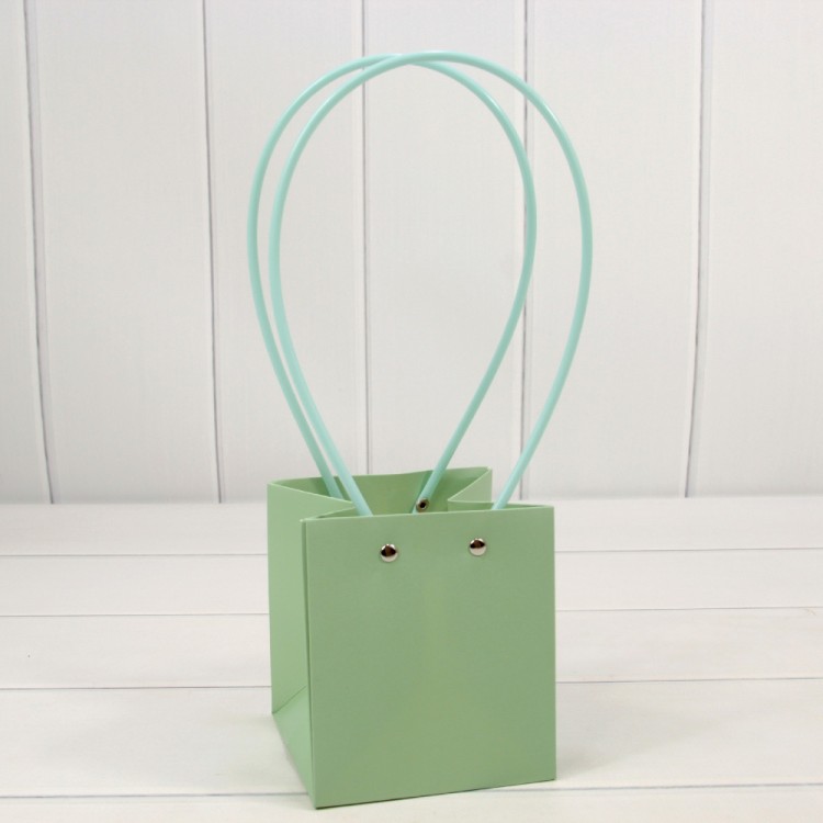 Пакет подарочный "Ваза для цветов" 13*11,5*11,5 230г Бледно-зелёный 1/10 1/150 Арт: 000170F/559