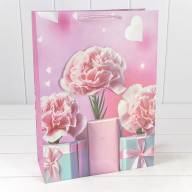 Пакет подарочный с 3D аппликацией "Гвоздики" (микс 260) 30*41,5*12 210г 1/20 1/80 Арт: 000260A - Пакет подарочный с 3D аппликацией "Гвоздики" (микс 260) 30*41,5*12 210г 1/20 1/80 Арт: 000260A